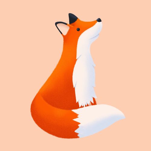 Graphic red fox sitting