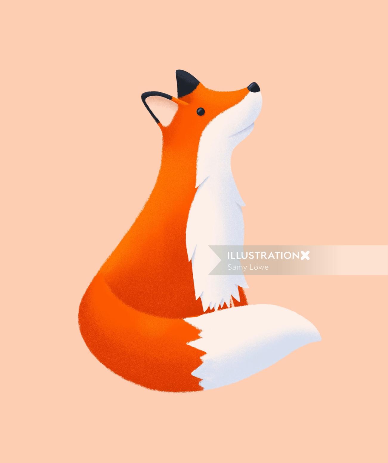 Graphic red fox sitting