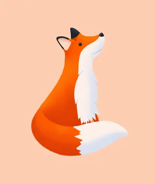 Graphic red fox sitting