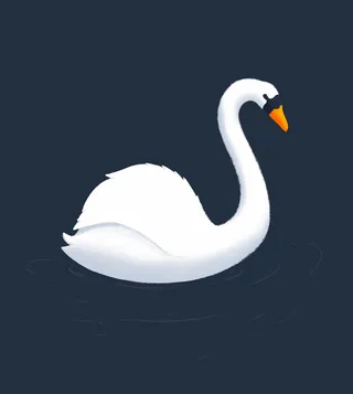 White swan floating on dark water by Samy Löwe