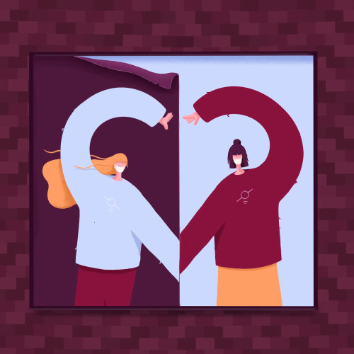 Graphic of couple in love shape