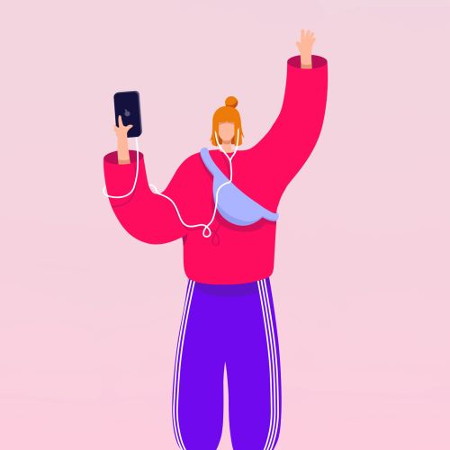Graphic woman with mobile phone