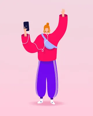 Graphic woman with mobile phone