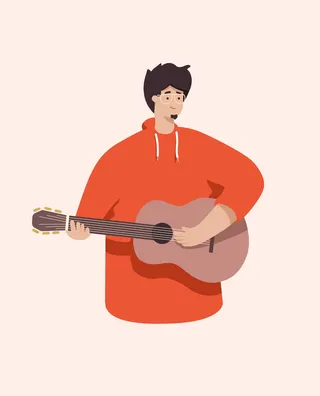 People boy playing guitar