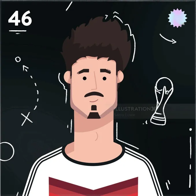 Digital illustration of a soccer player with trophy by Samy Löwe