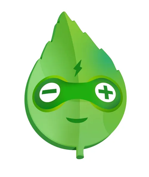 Green leaf with plus and minus symbol mask illustration by Samy Löwe