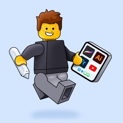 Lego-style figure holding digital tablet and pen by Samy Löwe