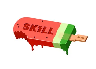 Melting ice cream popsicle with the word skill