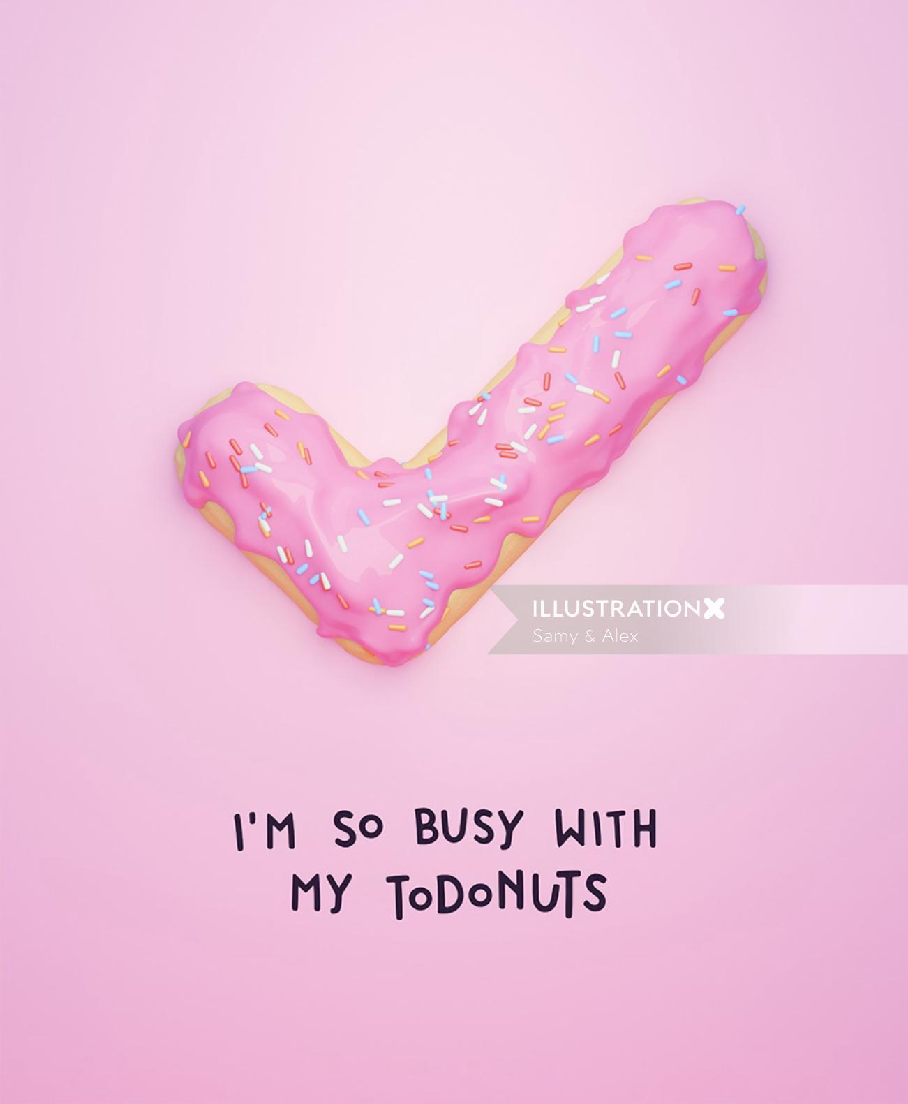 3d illustration of i'm busy with tobonuts 