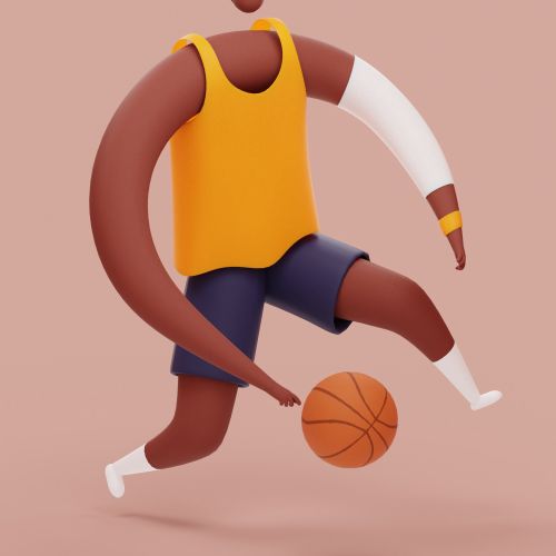 Basketball Player dribbling ball 3d illustration