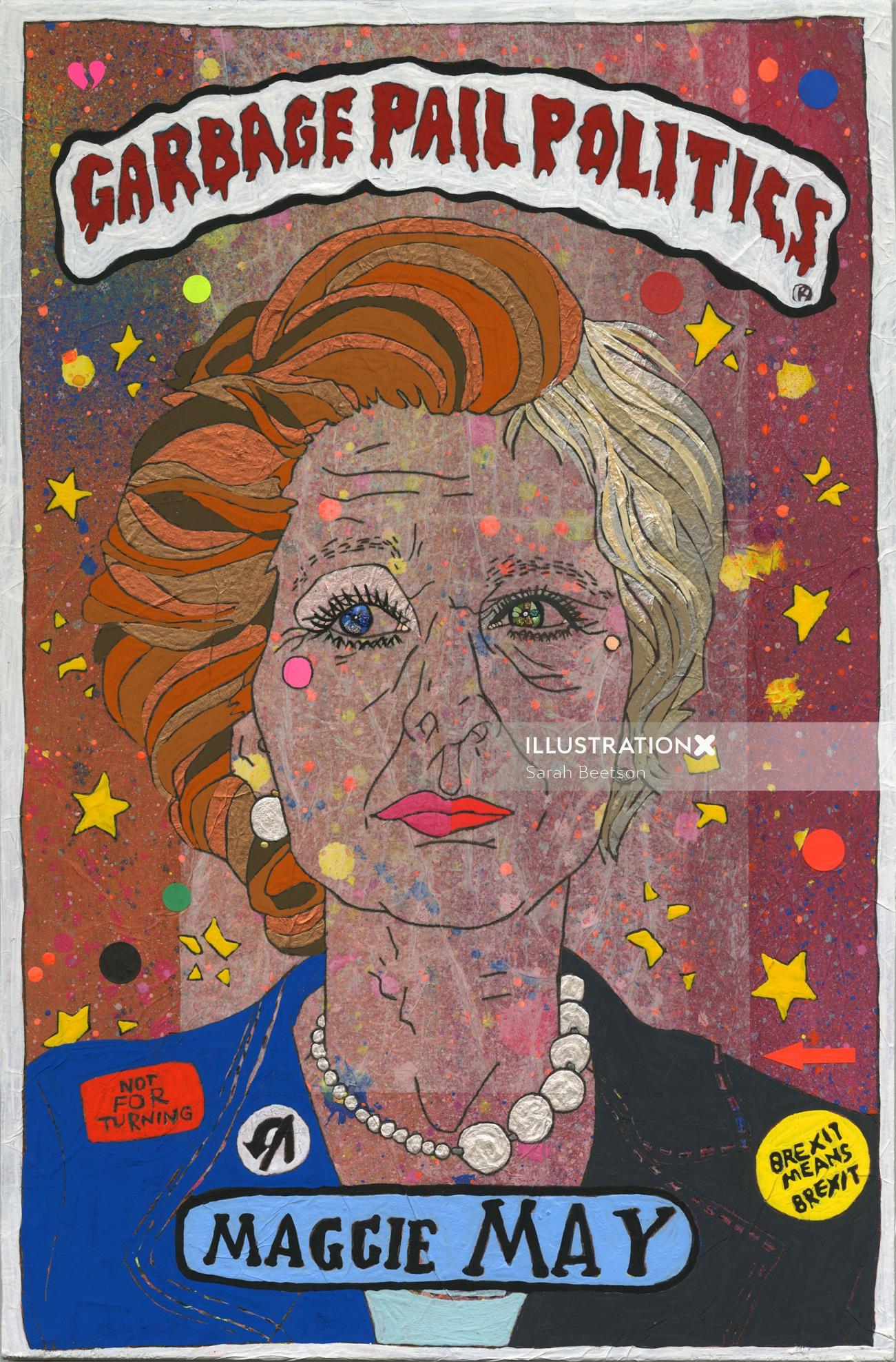 Conception d&#39;affiche de la politique de seau à ordures de Maggie May