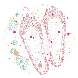 Ilustración de zapatos de piedra para mujer.