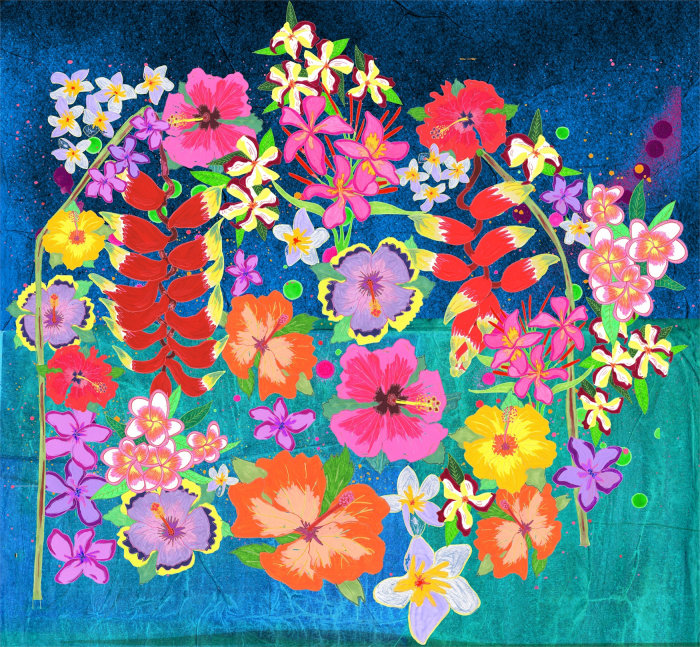 Pintura de la naturaleza de flores de colores