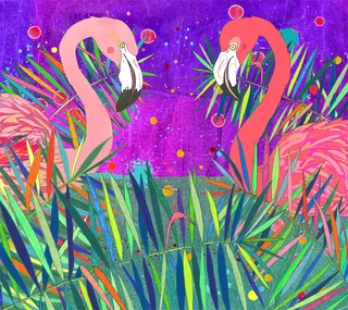 Nature Pop painting of swans
