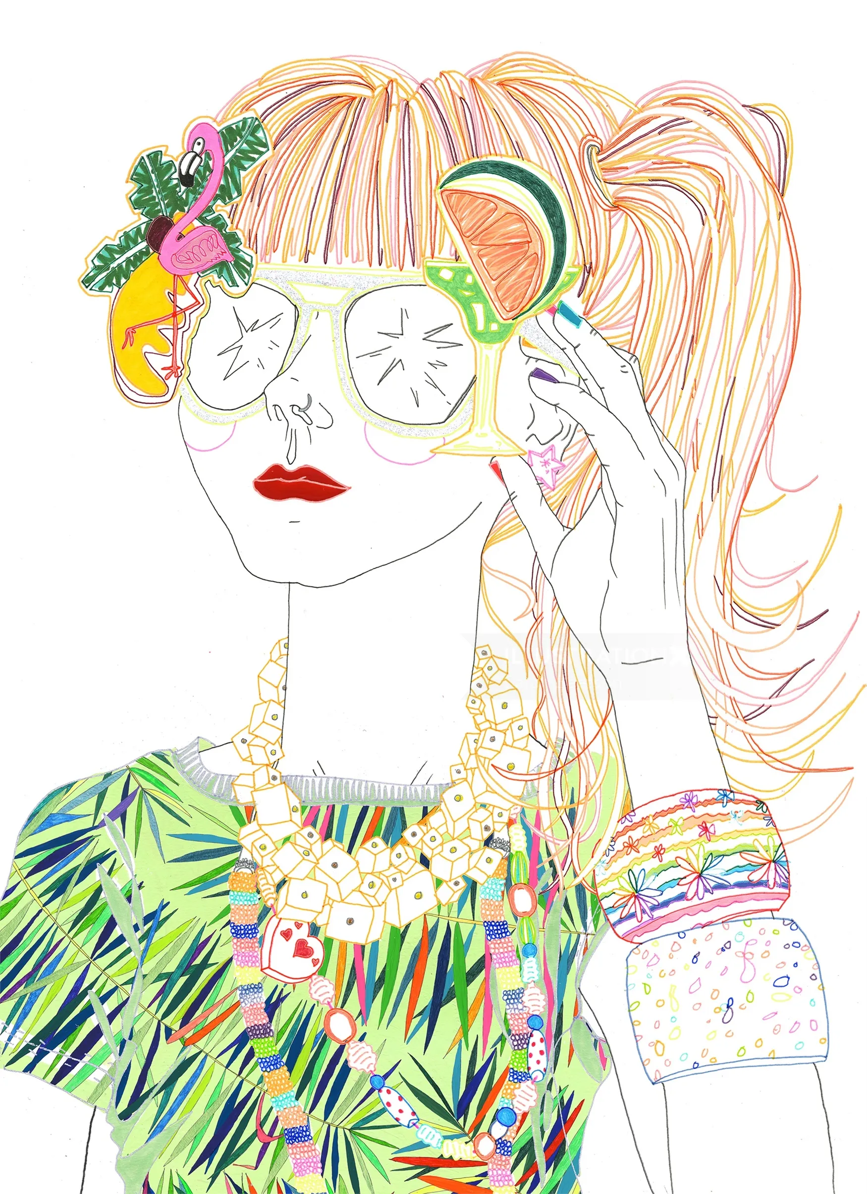 Girl wearing colorful costume and ornaments 