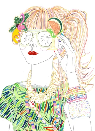 Girl wearing colorful costume and ornaments 