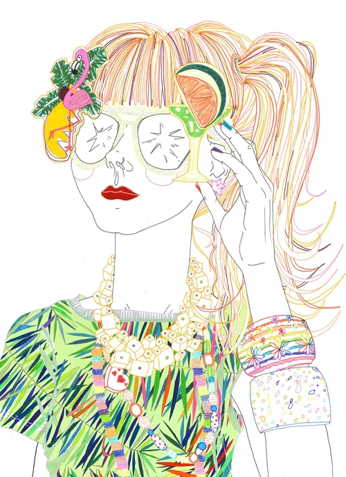 Girl wearing colorful costume and ornaments 