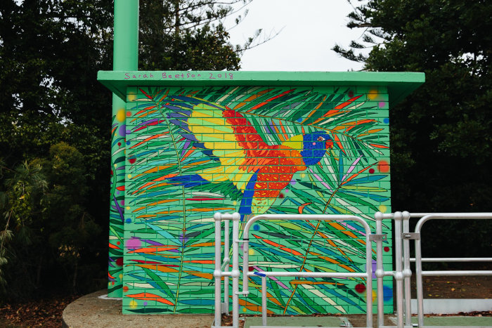 Street art painting of a bird
