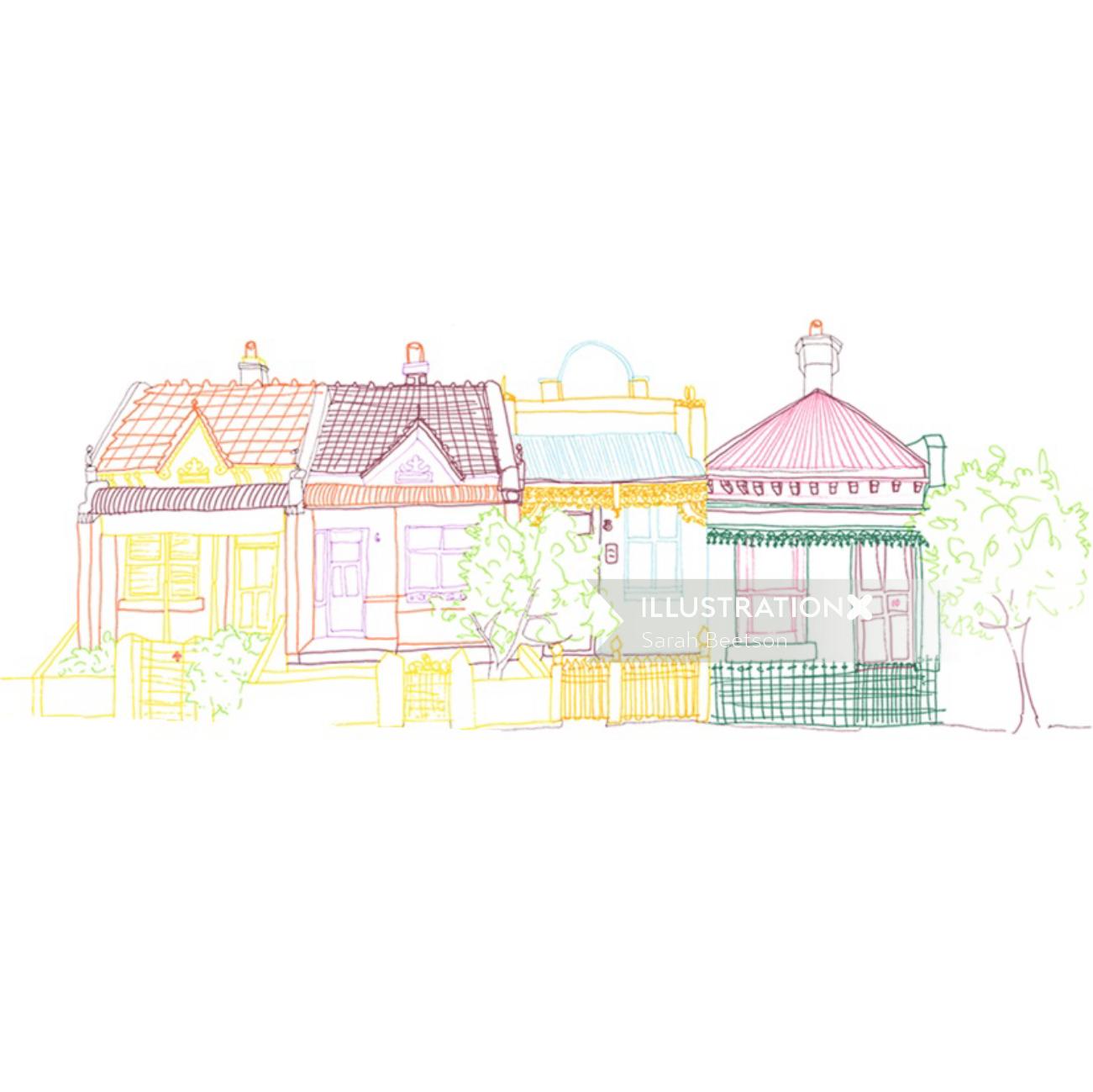 Line illustration of house 