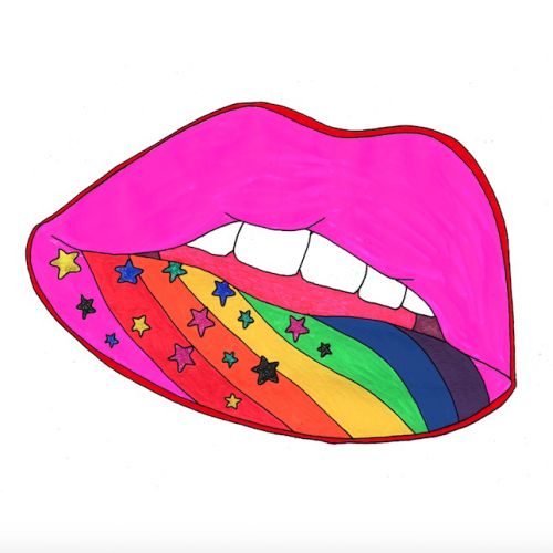 Animation of Pink color lips with glitters
