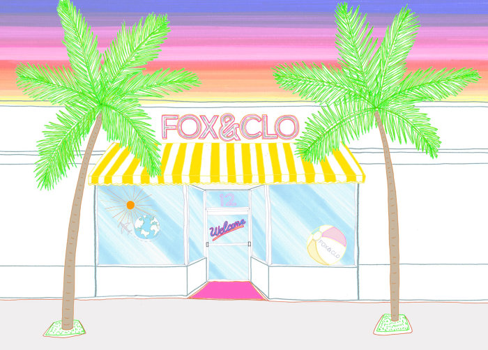 line illustration of Fox & Clo storefront
