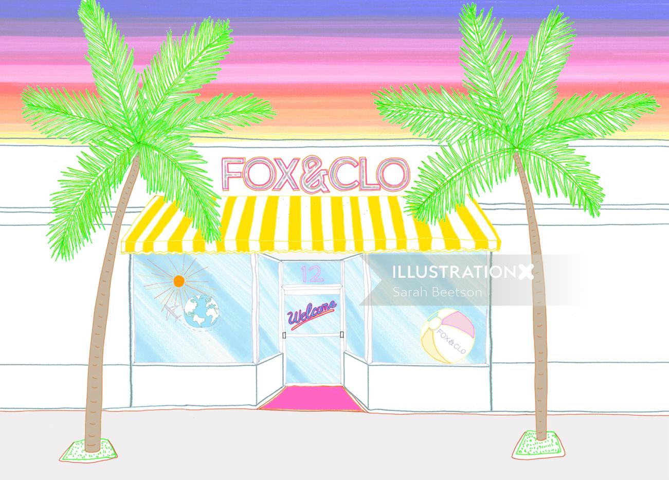 illustration de ligne de Fox &amp; Clo storefront