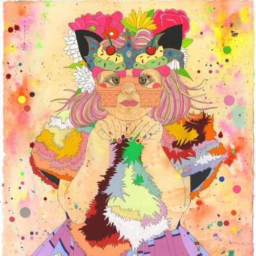 Colourful fashion illustration of Miss Millys Meaow 