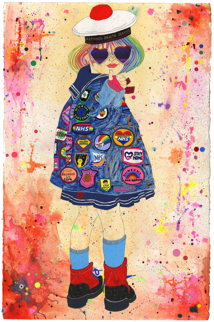 covid英雄的时装插画