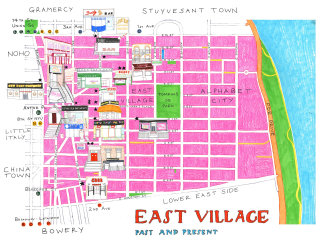 Ilustração do mapa da vila leste