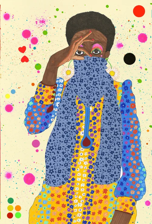Fashion illustration of colourful floral dress