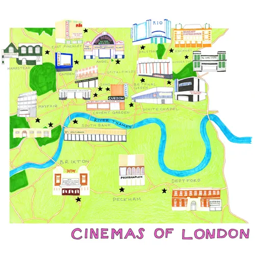 London cinemas! map illustration by Sarah Beetson