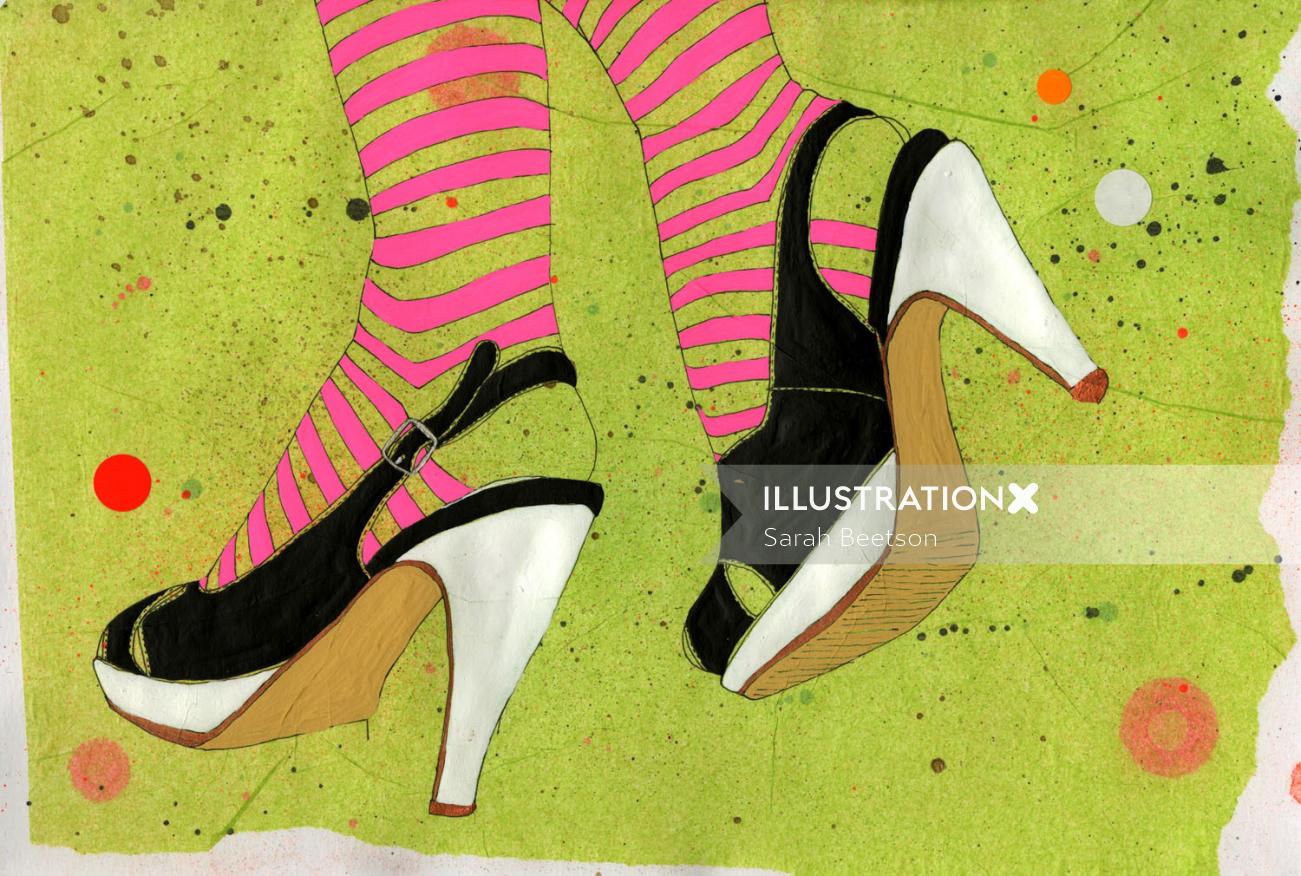 An illustration of lady heels footwear