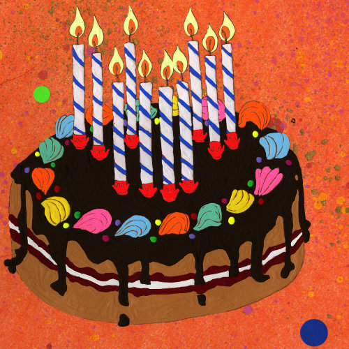 生日蛋糕和蜡烛-莎拉·贝特森的插图