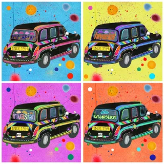 An illustration of London black cabs