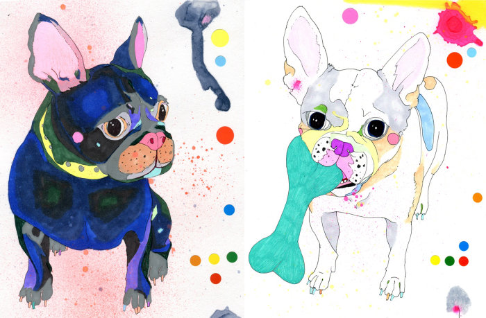 Ilustración de Bulldog Francés por Sarah Beetson