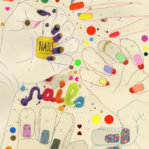Coloured nails illustration by Sarah Beetson