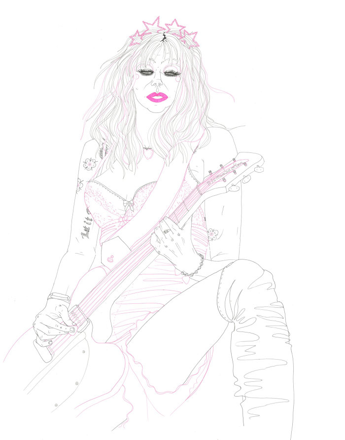 Una ilustración de Courtney Love