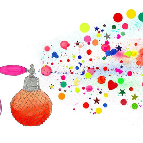 Animation of Perfume spray with colors
