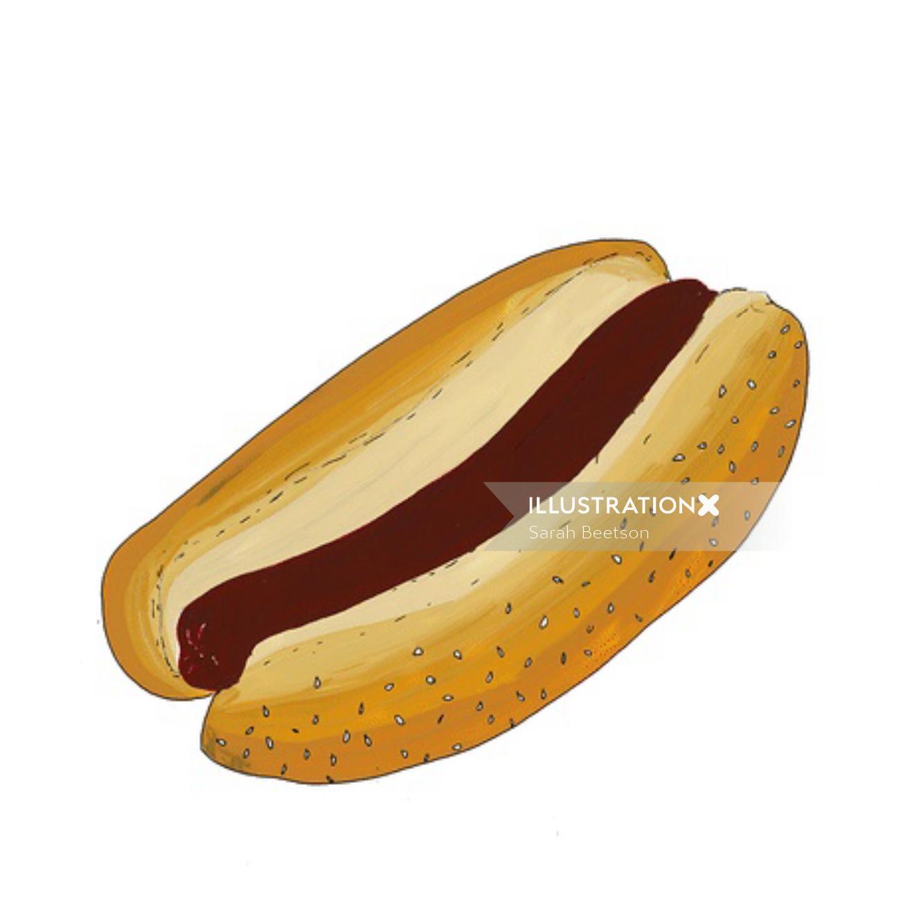 Animation of Hotdog with sauce
