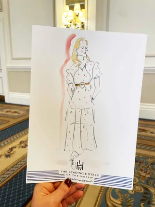 Live fashion illustration of a woman in a stylish dress