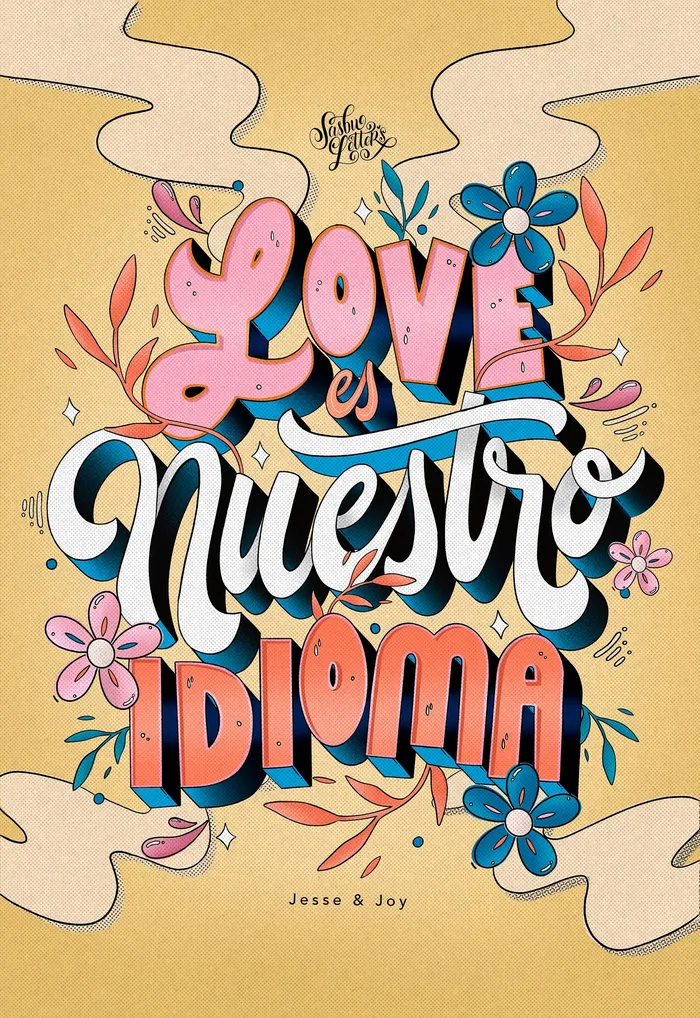 Love Nuestro Idioma のレタリングイラスト 