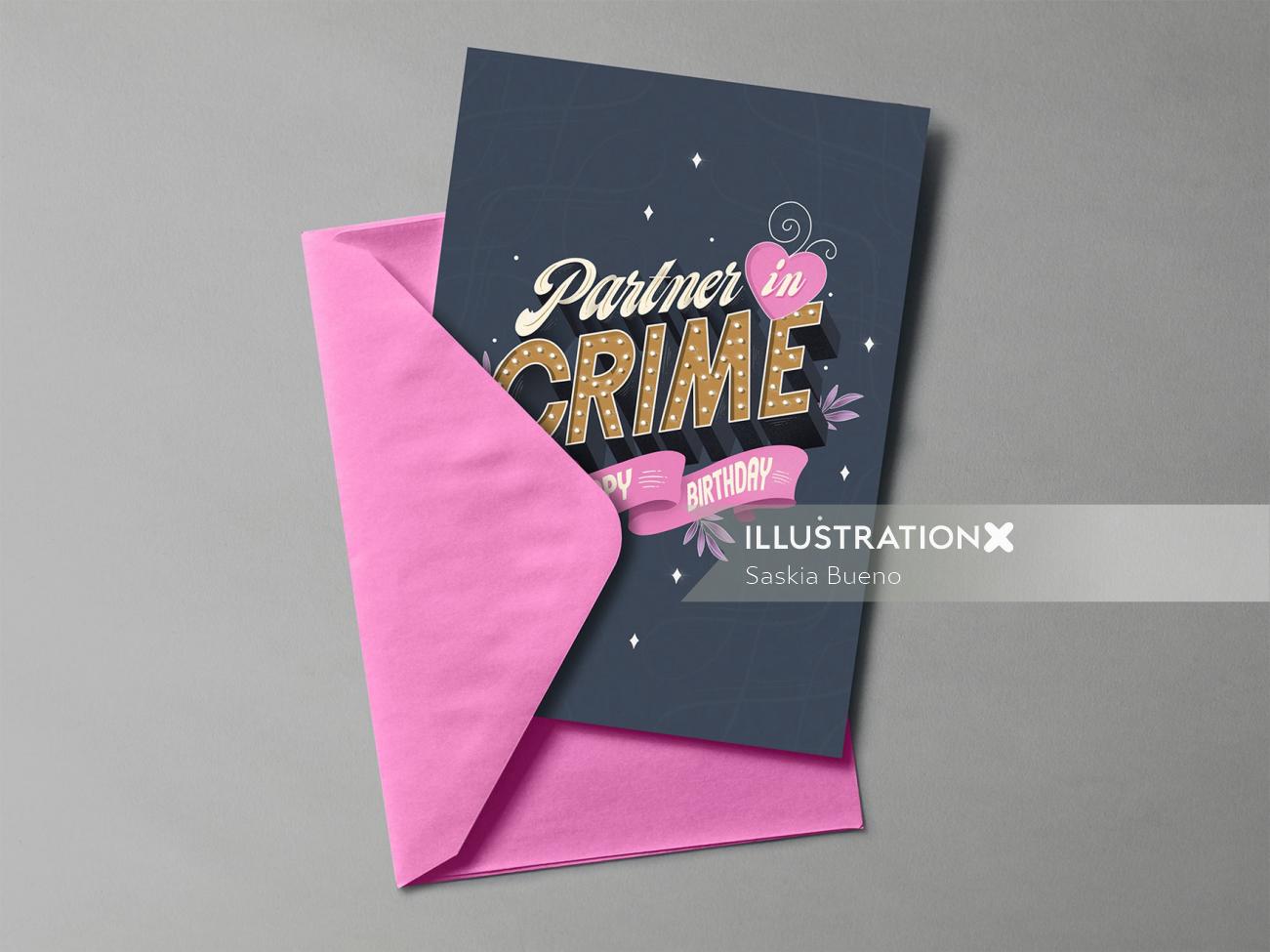 Partner in crime greeting card design 