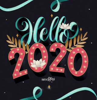 Arte tipográfica do olá 2020