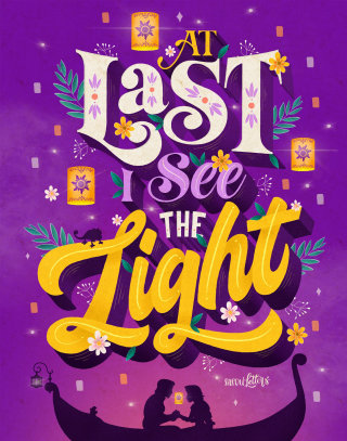 Illustration de lettrage de « Enfin je vois la lumière »