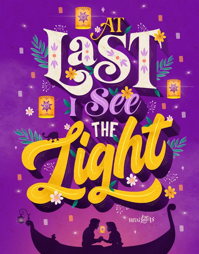 Lettering illustration of At Last I See The Light