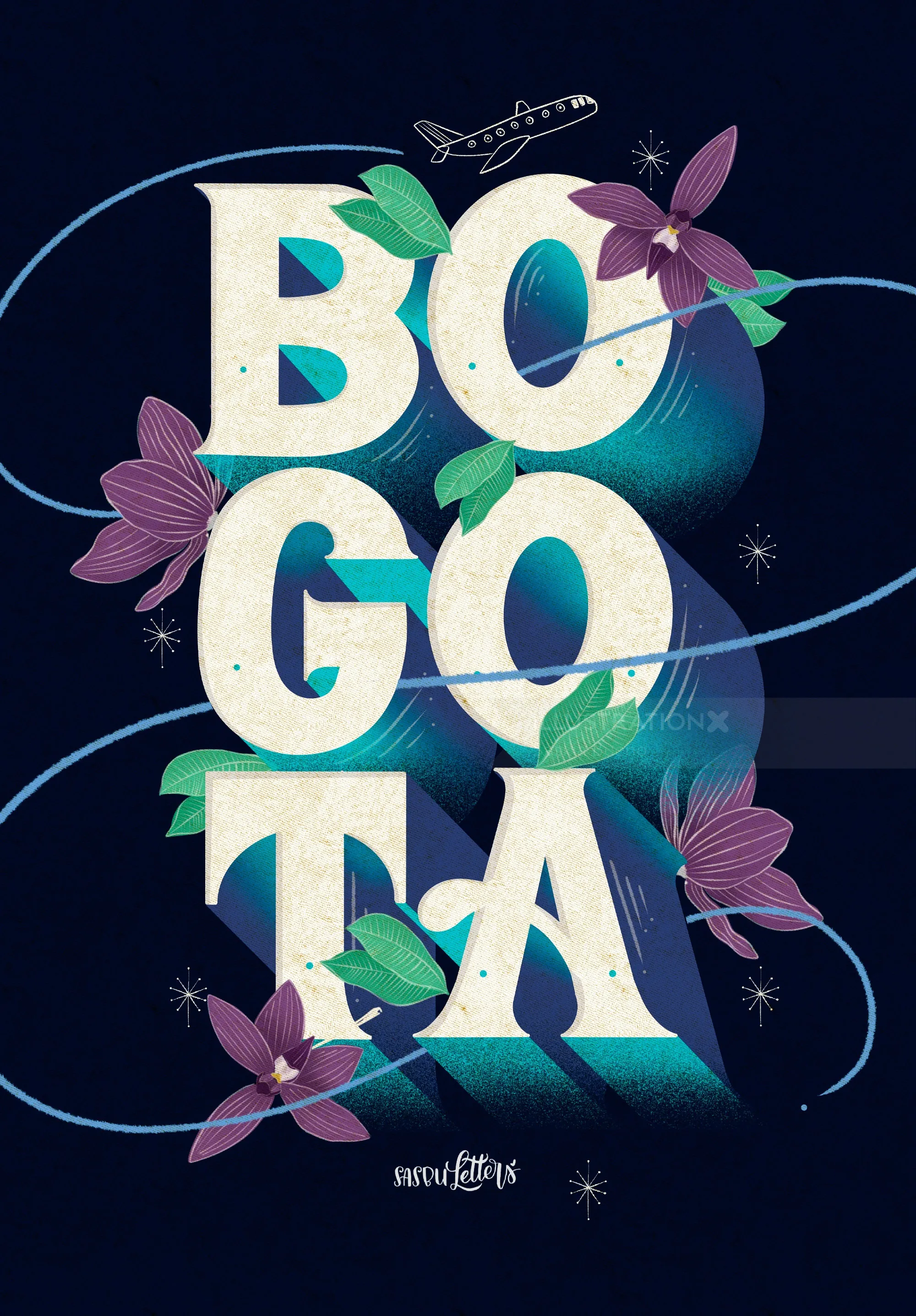 Bogota lettering illustration 