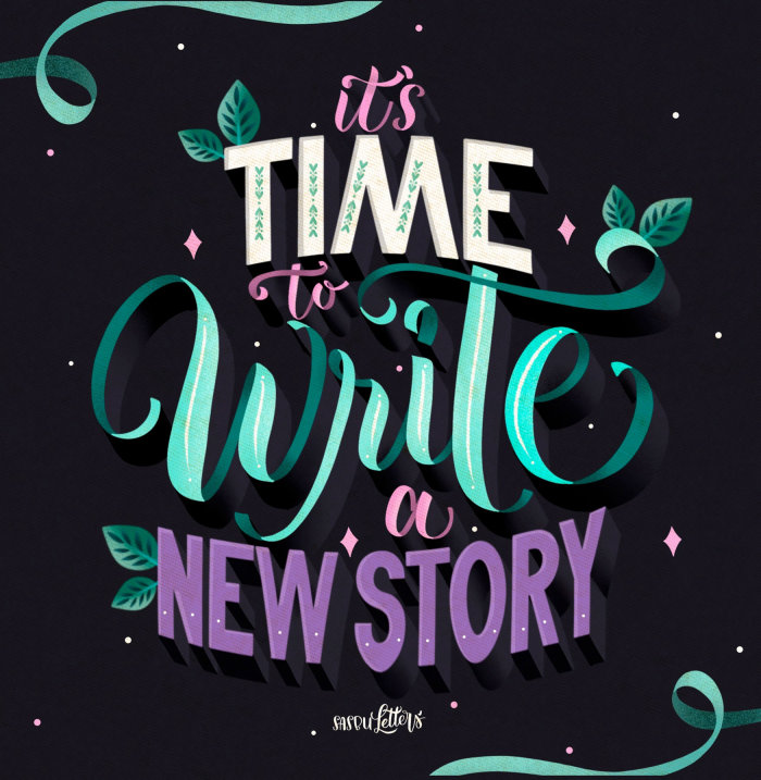 Lettering art of It's Time To Write new story 