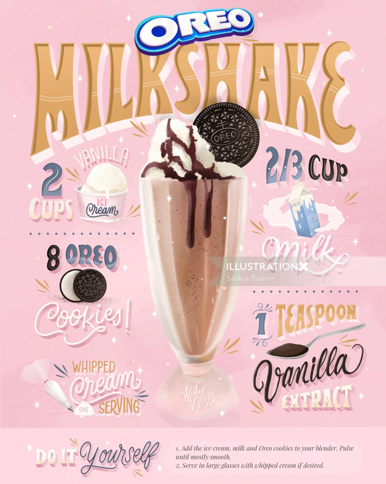 Digital painting of oreo milkshake 