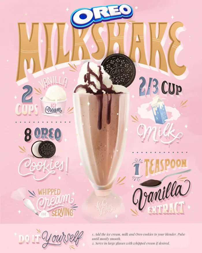 Digital painting of oreo milkshake 