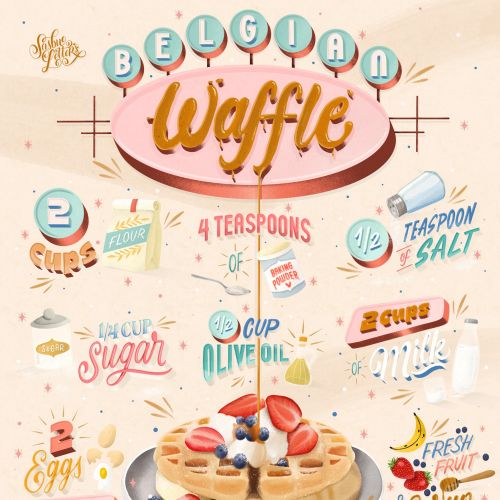 Lettering illustration of Belgian Waffle